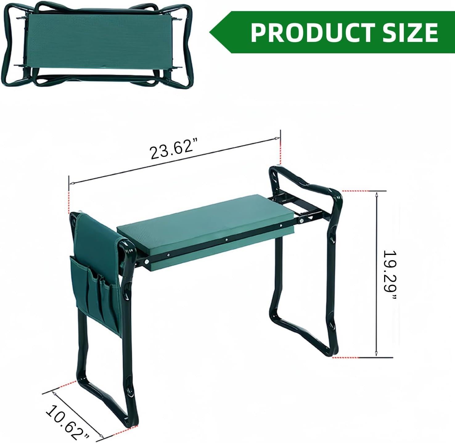 Garden Kneeler 2-in-1 Folding Gardening Padded Seat and Kneeling Stool Tool Bag
