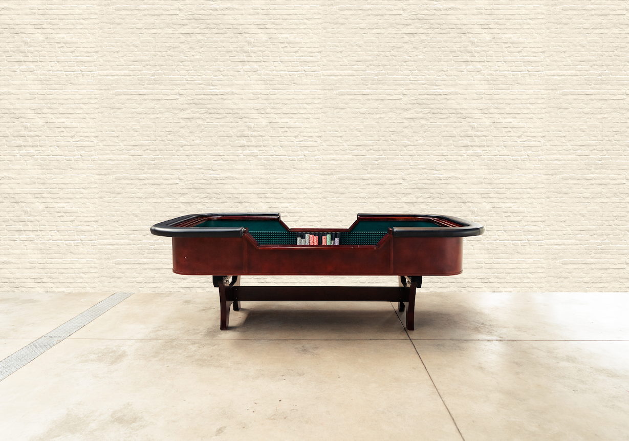 The Man Cave Project Luxury Craps Table, Mahogany Effect Dark Wood with Green Baize Cloth Surface, Chip Holder and Faux Leather Ar...