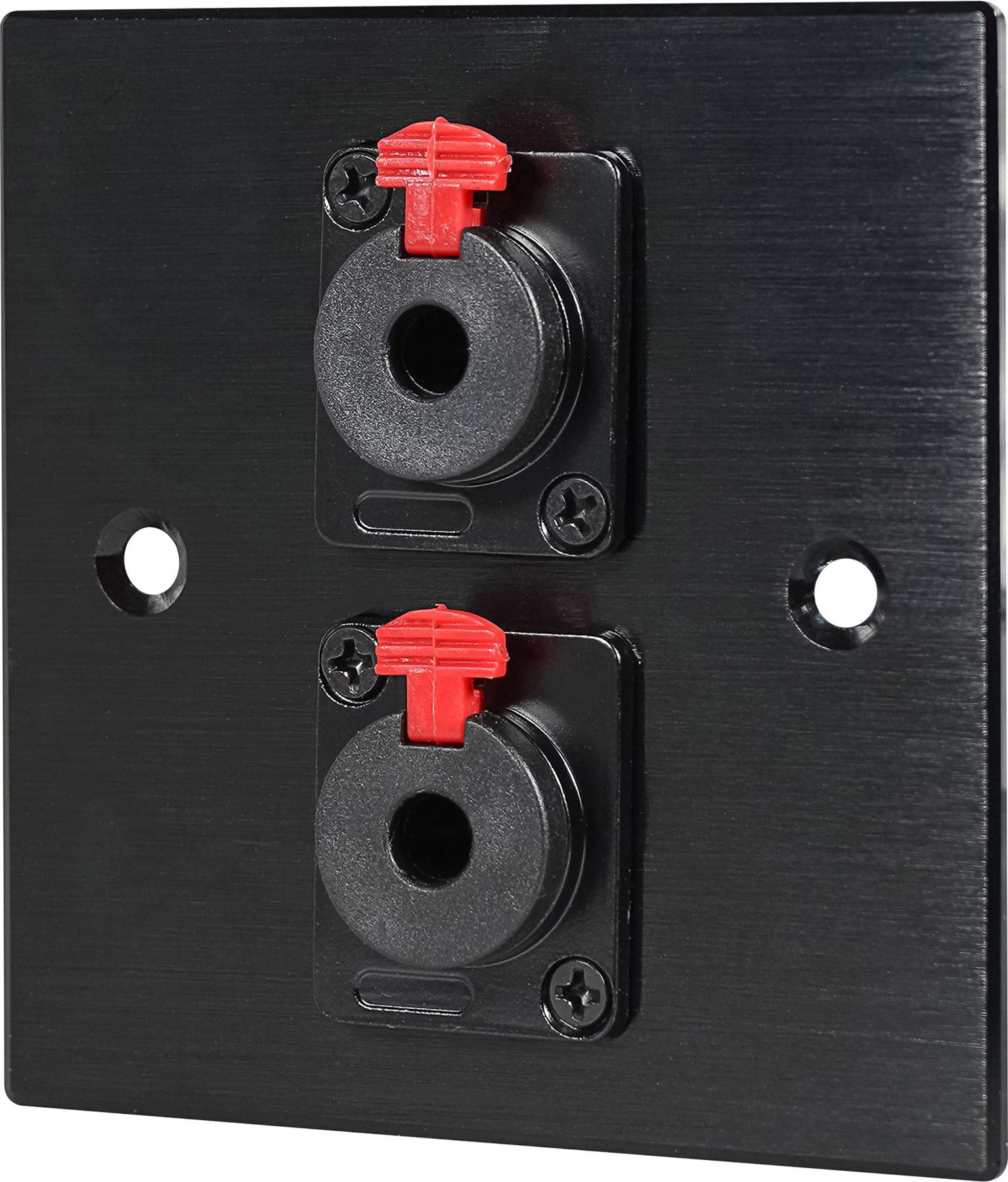Black Wall Face Plate Electrical AV Slim Series 2 x 6.3mm Jack Socket Wall Plate Metal