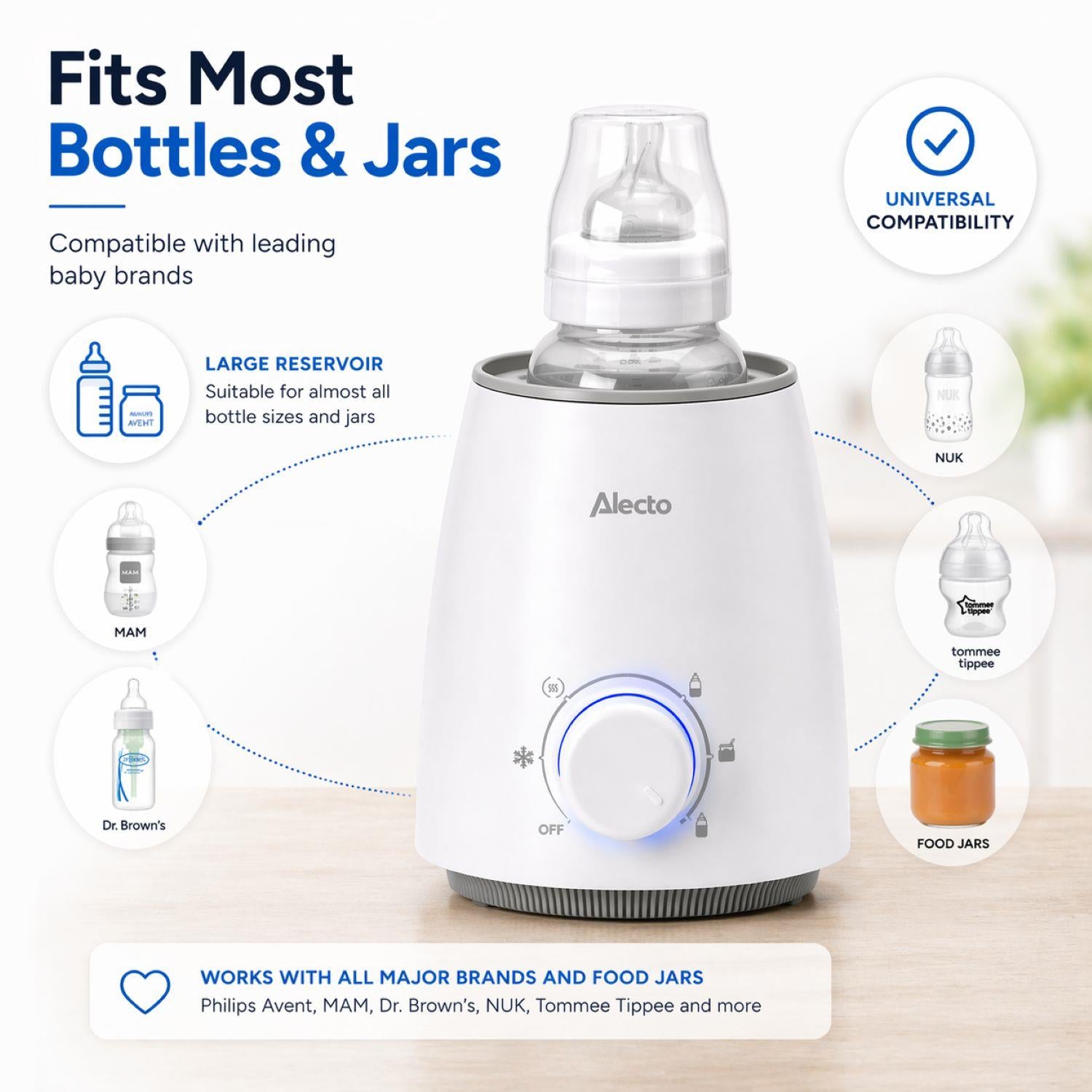 Alecto Fast Bottle / Food Warmer with Smart Temperature Control: Warms Evenly