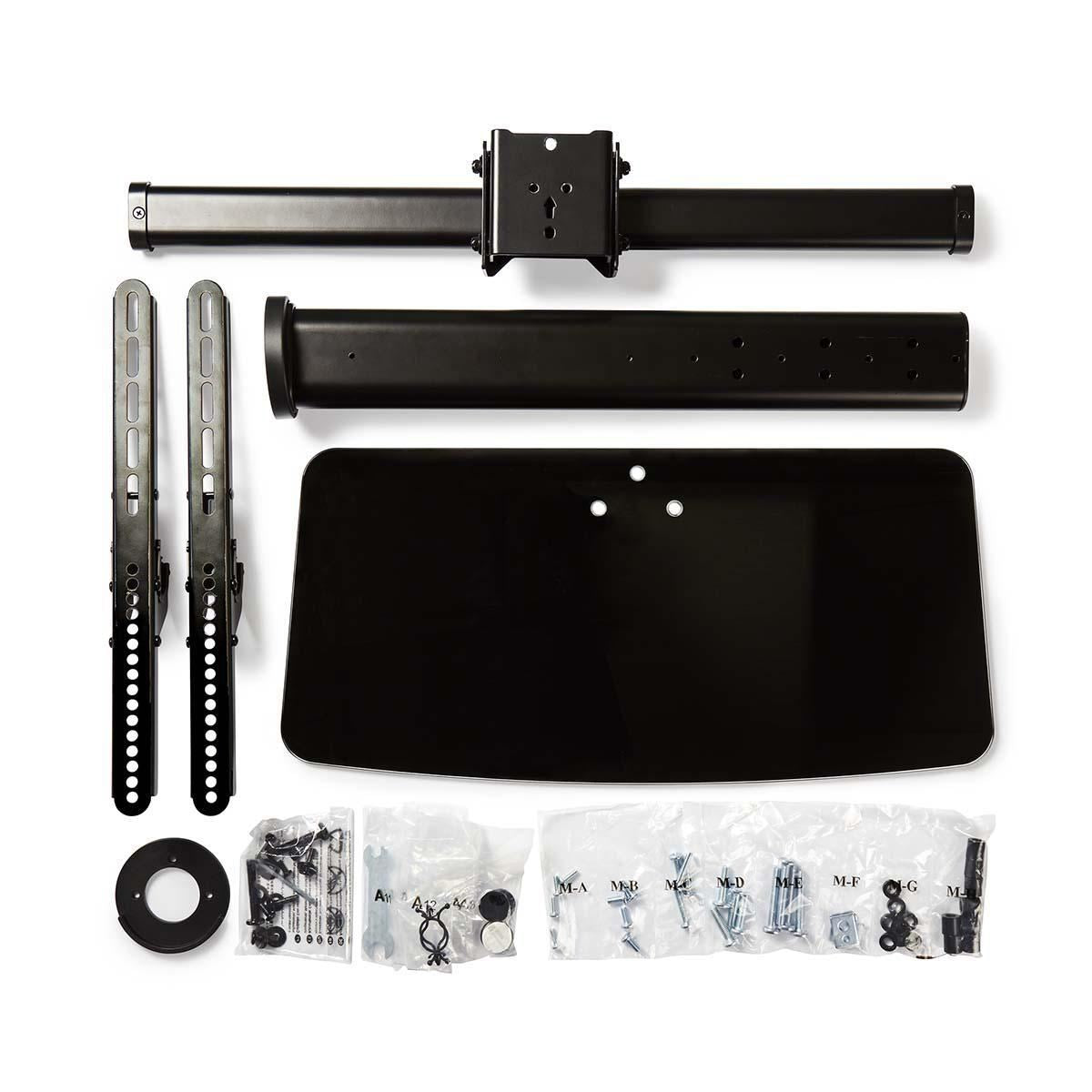 Nedis Full Motion TV Stand | 32 - 65 " | Maximum supported screen weight: 45 kg | Tiltable | Rotatable | Adjustable pre-fixed heights | Glass / Steel | Black