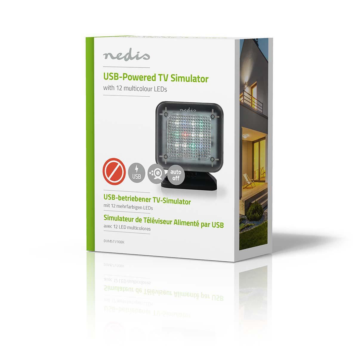 Nedis TV Simulator Home Security Light with Flashing LED - Deter Intruders - Timer & Dusk Sensor - Low Energy USB Powered
