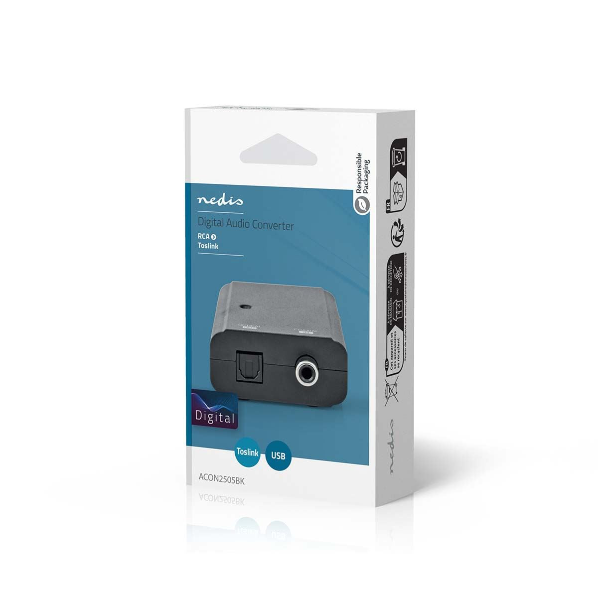 Nedis Digital Audio Converter | 1-way | Connection input: 1x S/PDIF to Connection output: TosLink Female | Manual | Black