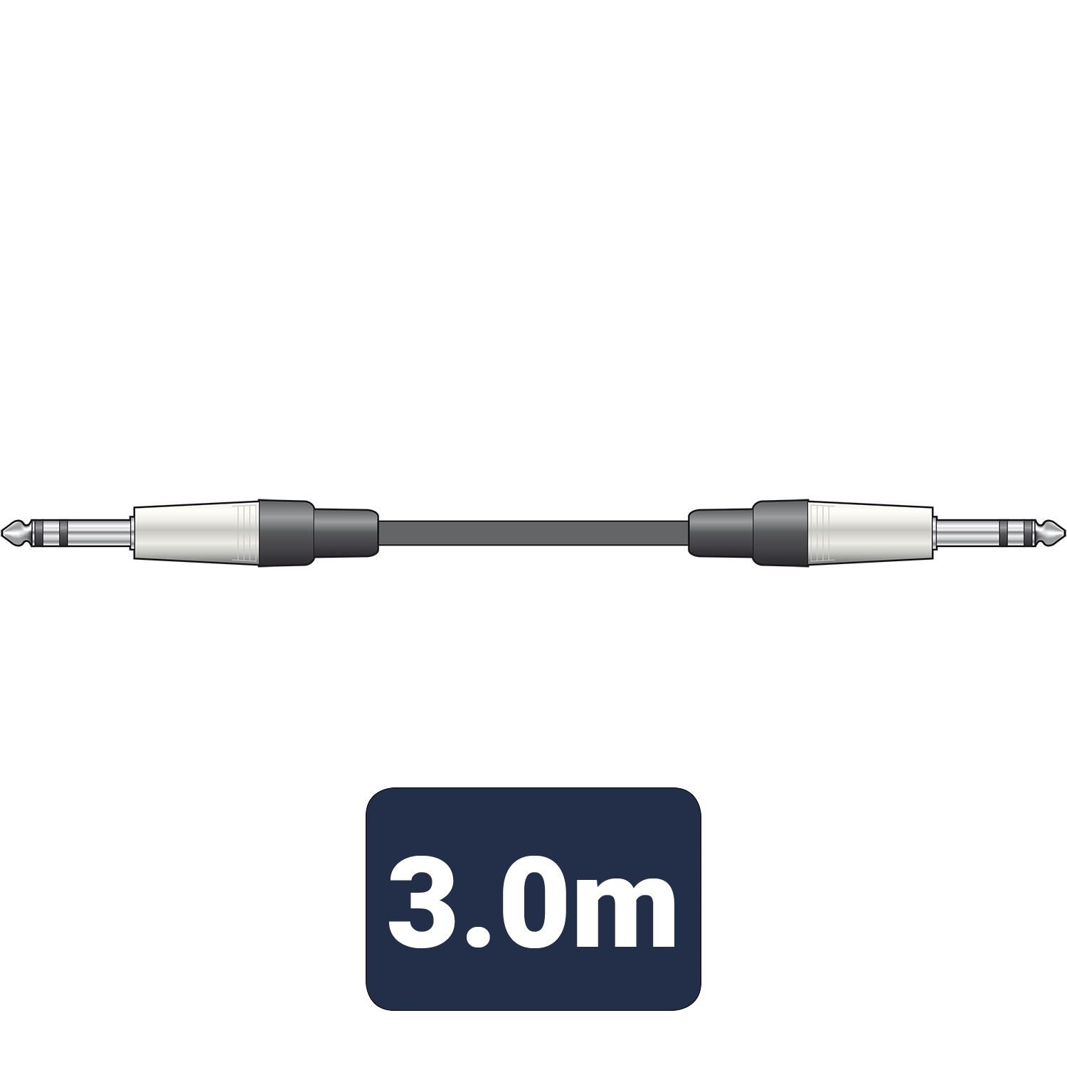 Citronic 3m Guitar Amp Classic Stereo Audio Lead 6.35mm 1/4" Jack to 6.35mm 1/4"