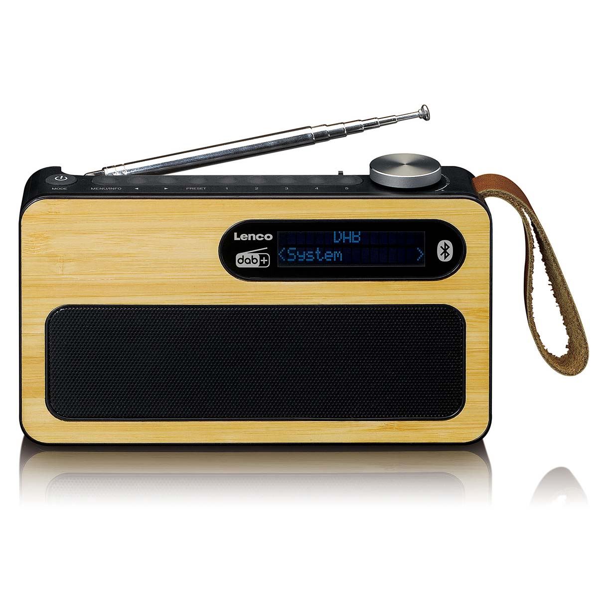 Lenco Portable DAB+ FM Radio with Bluetooth® Speaker | Bamboo & Black