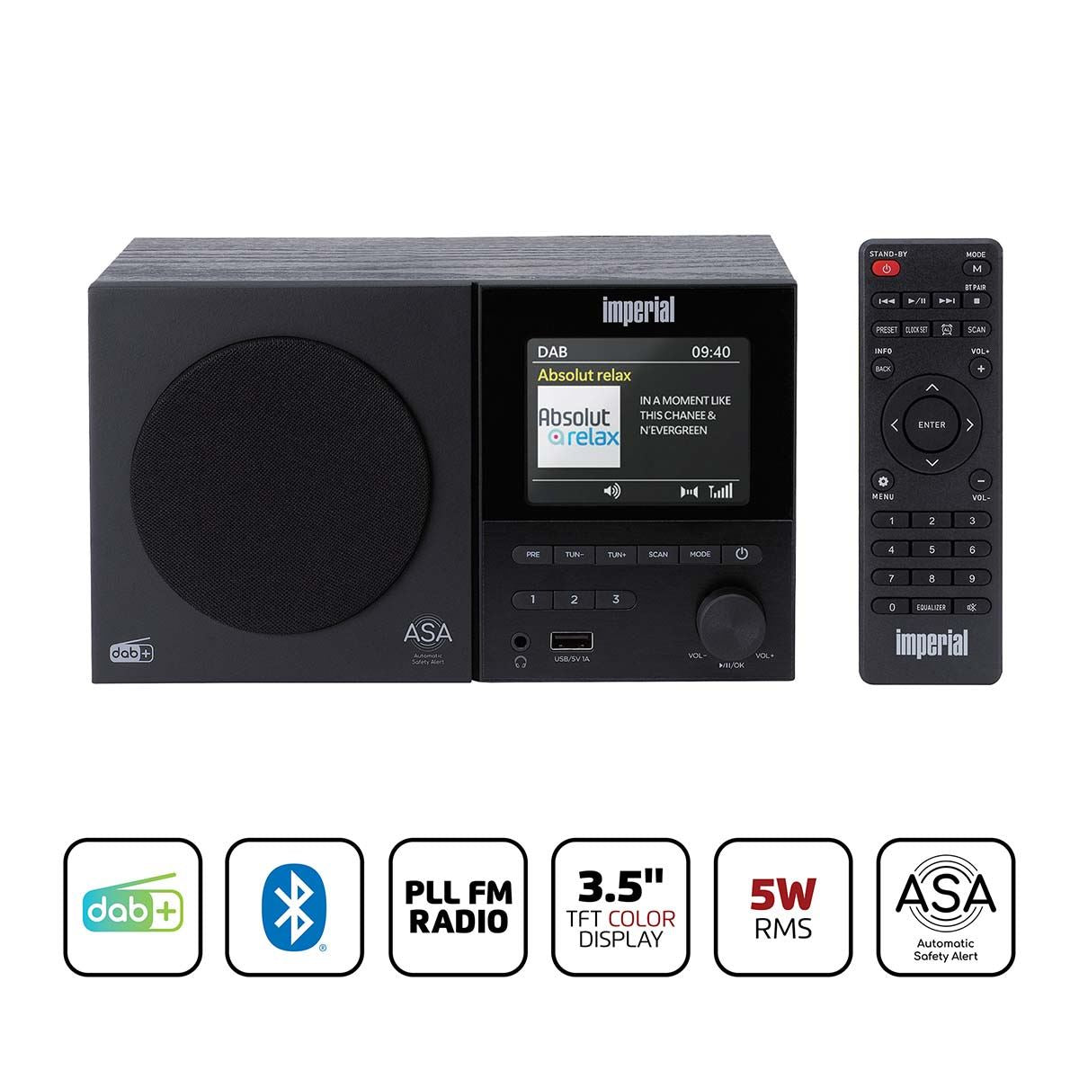 Imperial DABMAN-120BK DAB+ FM Radio Speaker with Bluetooth & Remote Control