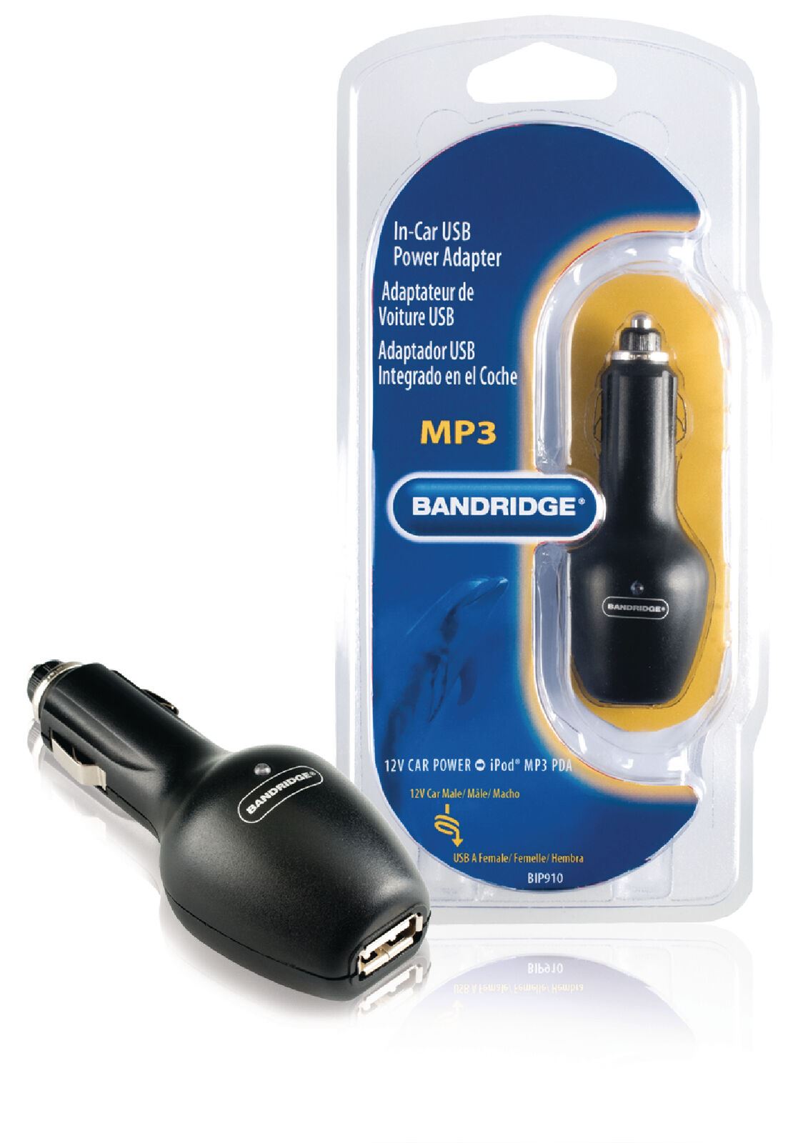 Bandringe 12v USB Car Charger 1-Output 1.0 A USB - Black