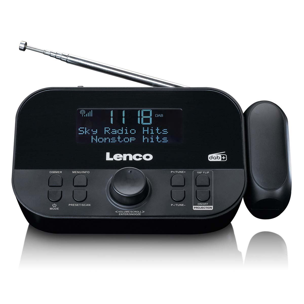 Lenco DAB+ FM Porjection Alarm Clock Radio | Black