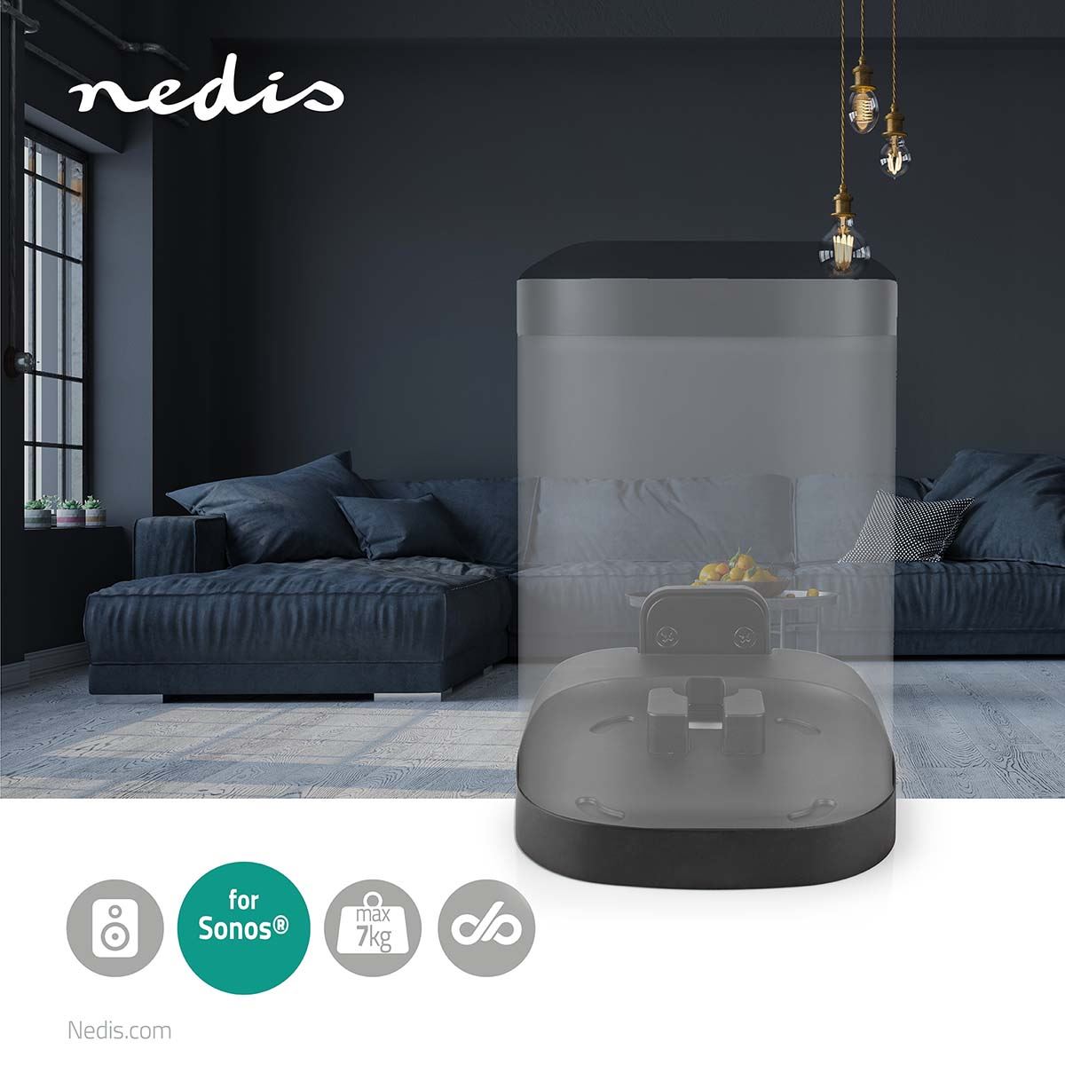 Nedis Speaker Mount | Compatible with: Sonos® One SL™ / Sonos® One™ / Sonos® PLAY:1™ | Wall | 7 kg | Fixed | ABS / Steel | Black