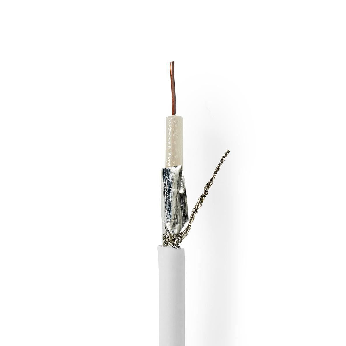 Nedis Coax Cable On Reel | RG6T | 75 Ohm | Double Shielded | ECA | 100.0 m | Coax | PVC | White | Reel