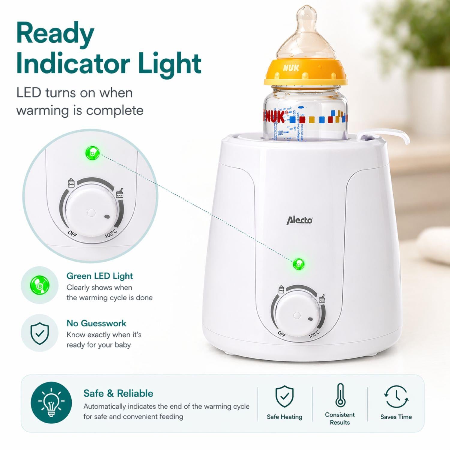 Alecto ECO Bottle Safe Warmer with Temperature Adjustment - White