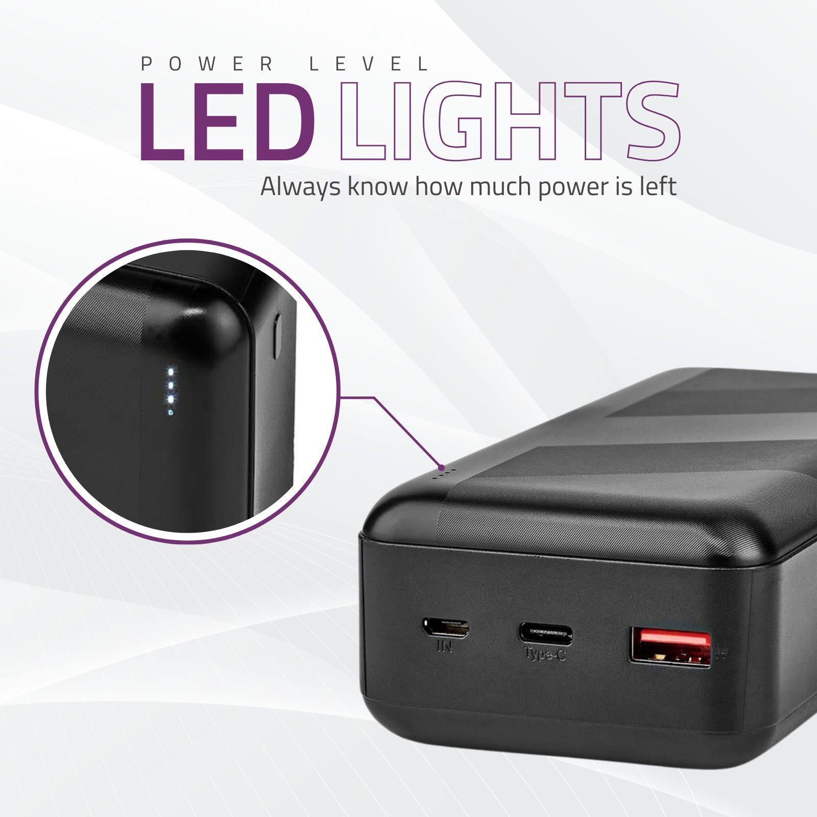 Nedis Powerbank | 30000 mAh | 1.5 / 2.0 / 3.0 A | Number of outputs: 2 | Output connection: 1x USB-A / 1x USB-C™ | Input connection: 1x Micro USB / 1x USB-C™ | PD3.0 20W | Lithium-Polymer