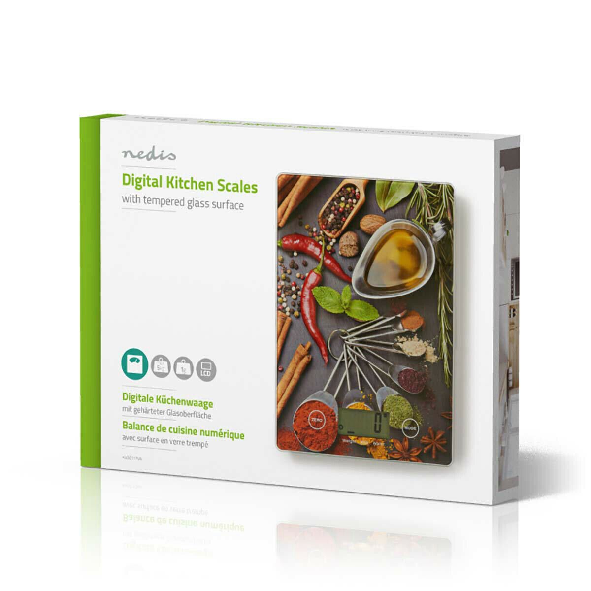 Nedis Digital Kitchen Scales | LCD | Glass | Design Print