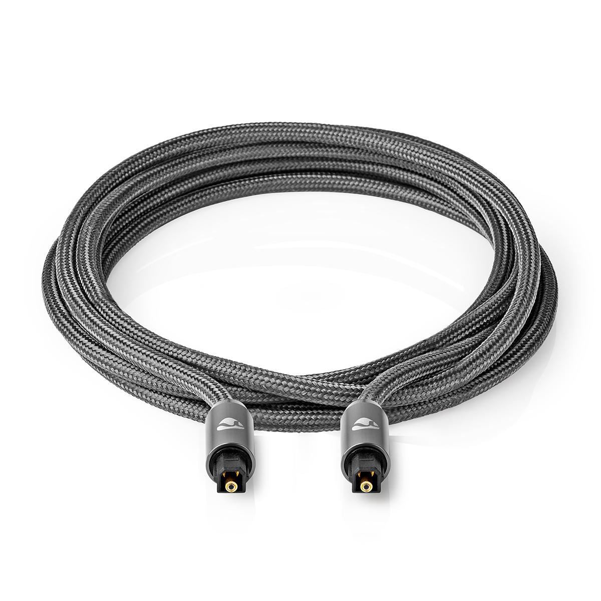 Nedis Optical Audio Cable | TosLink Male | TosLink Male | 1.00 m | Round | Cotton | Gun Metal Grey | Cover Window Box