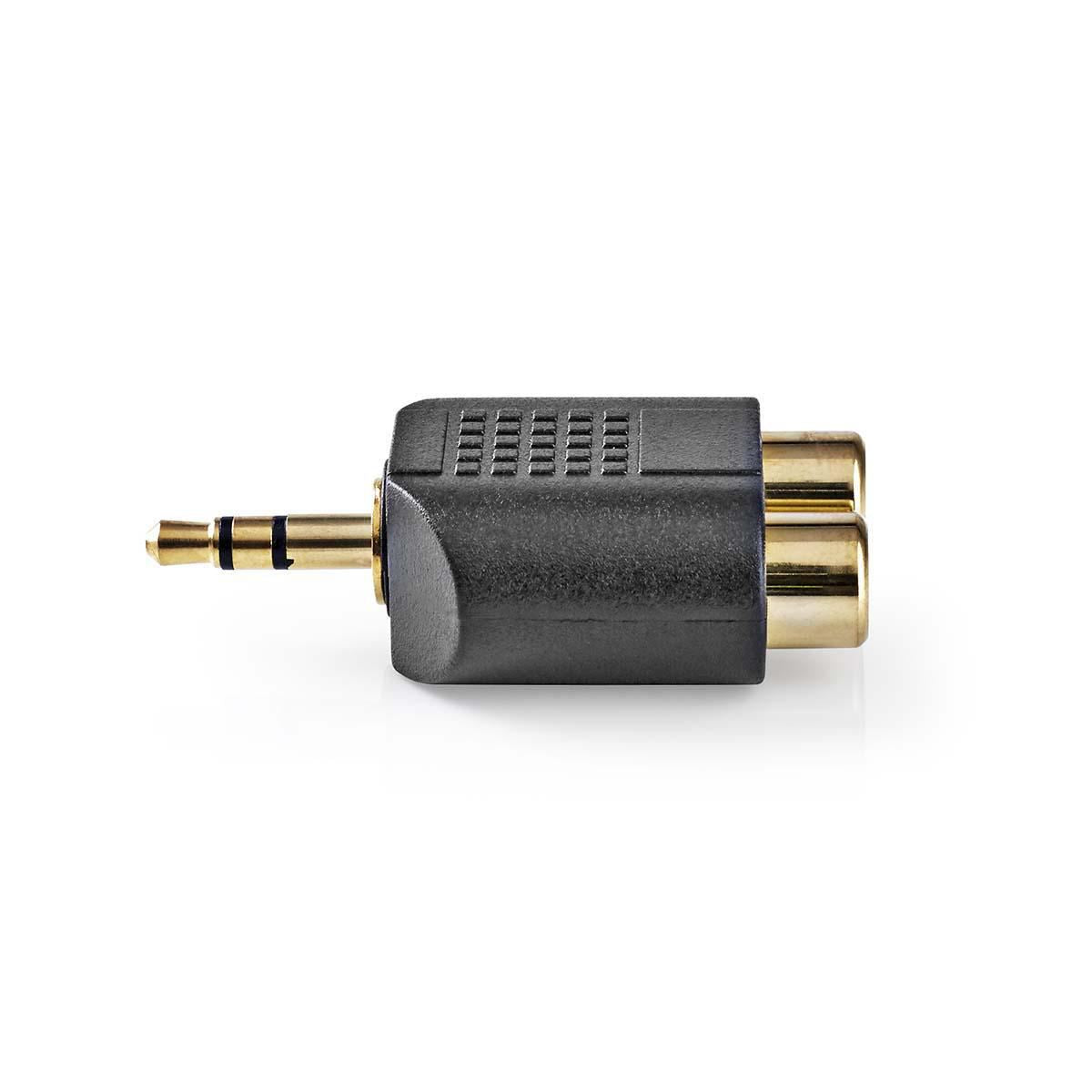 Nedis Stereo Audio Adapter | 3.5 mm Male | 2x RCA Female | Gold Plated | Straight | ABS | Black | 10 pcs | Envelope
