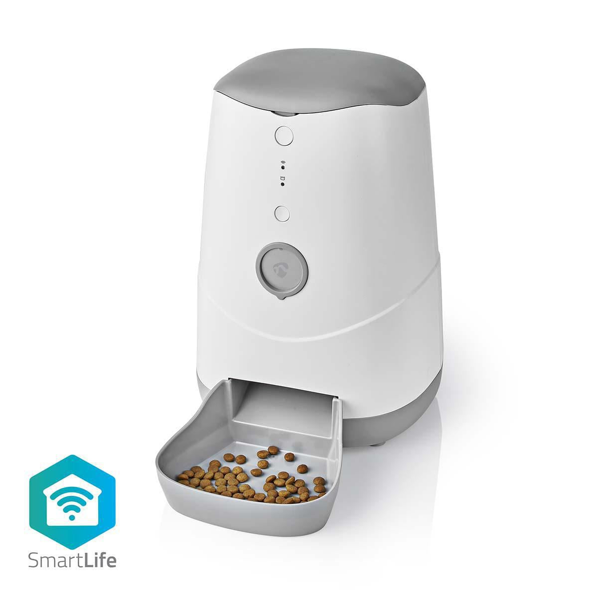 Nedis SmartLife Wi-Fi Pet Feeder, 3.7L Automatic Food Dispenser with Portion Control, Sensor, Programmable Time, and App Control, for Dogs, Cats, Rabbits, and Small Animals - White
