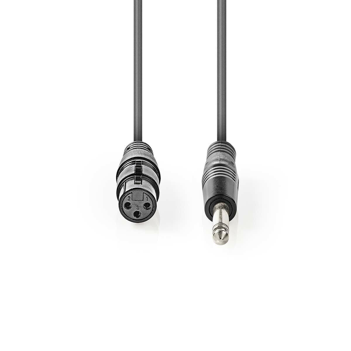 Nedis Unbalanced Audio Cable | XLR 3-Pin Female | 6.35 mm Male | Nickel Plated | 10.0 m | Round | PVC | Dark Grey | Gift Box