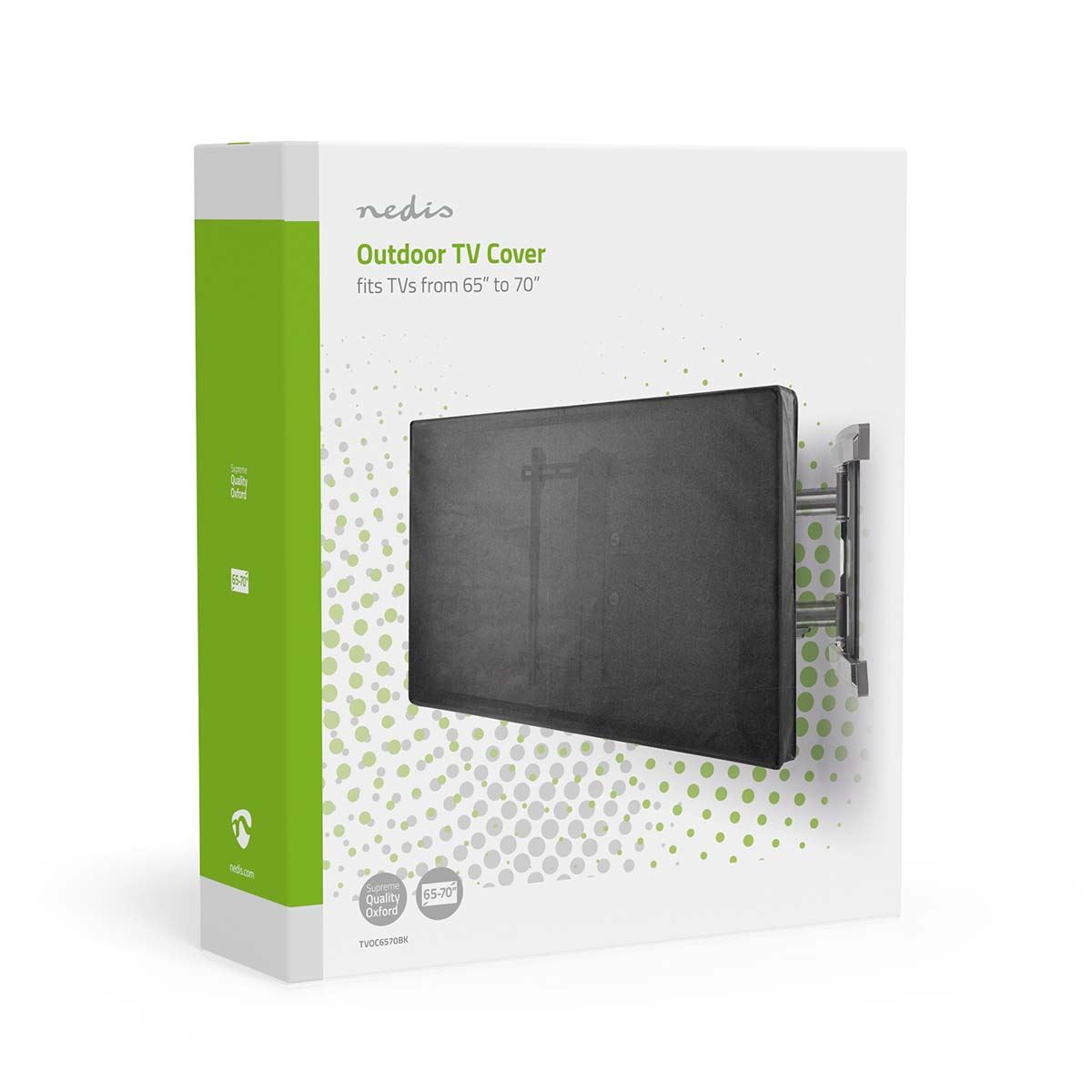 Nedis Outdoor TV Screen Cover, 65-70 in, Weatherproof Oxford Cloth, 360 Protection From Rain, Sunlight, Dust & Wind, with Side Zips & Remote Control Pocket, for Garden, Pub or Commercial Use