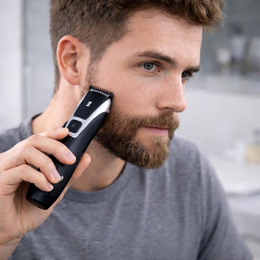 MELISSA Hair Clippers for Men, Cordless Rechargeable Hair Trimmer Beard Trimmer for Men with Scissors & 2 Distance Combs 3W - Black
