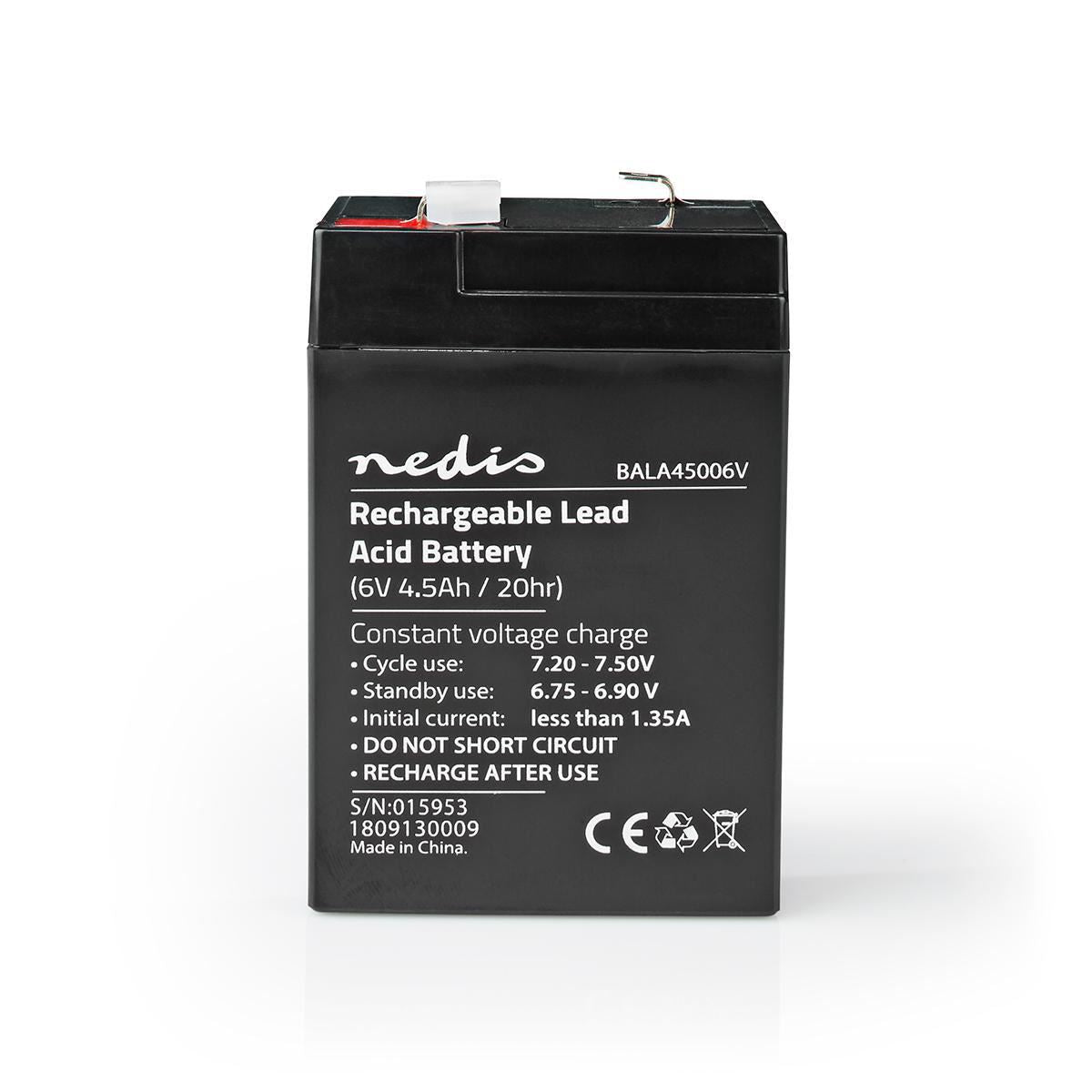 Nedis Battery | Lead-Acid | Rechargeable | 6 V | 4500 mAh