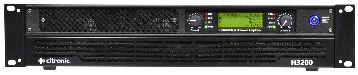 Citronic H3200 Hybrid Class-H Rack Mount Power Amplifier 2 x 1200W @ 4ohm 2U