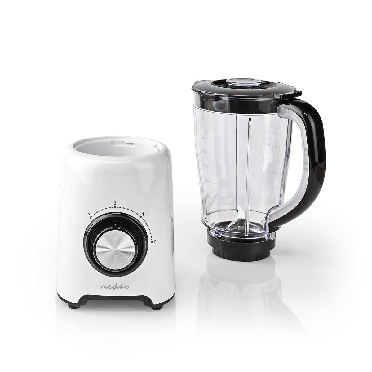 Nedis Table Top Blender, 800W, with 1.5L Plastic Jug, 2 Speed Settings and Pulse Function, Ideal for Fruit Juice, Vegetables, Soup, Smoothies, Protein Shakes and more - White