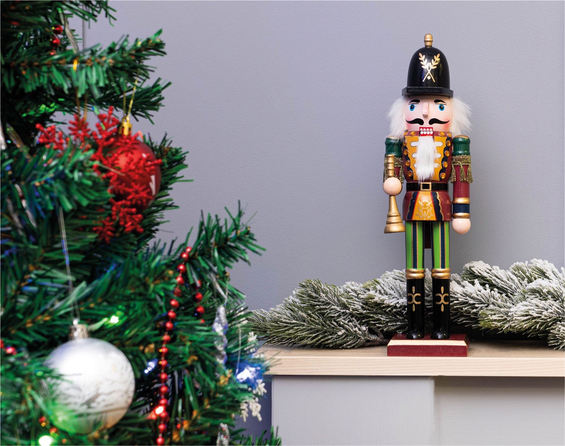 30cm Wooden Traditional Christmas Nutcracker Decoration with Bugle