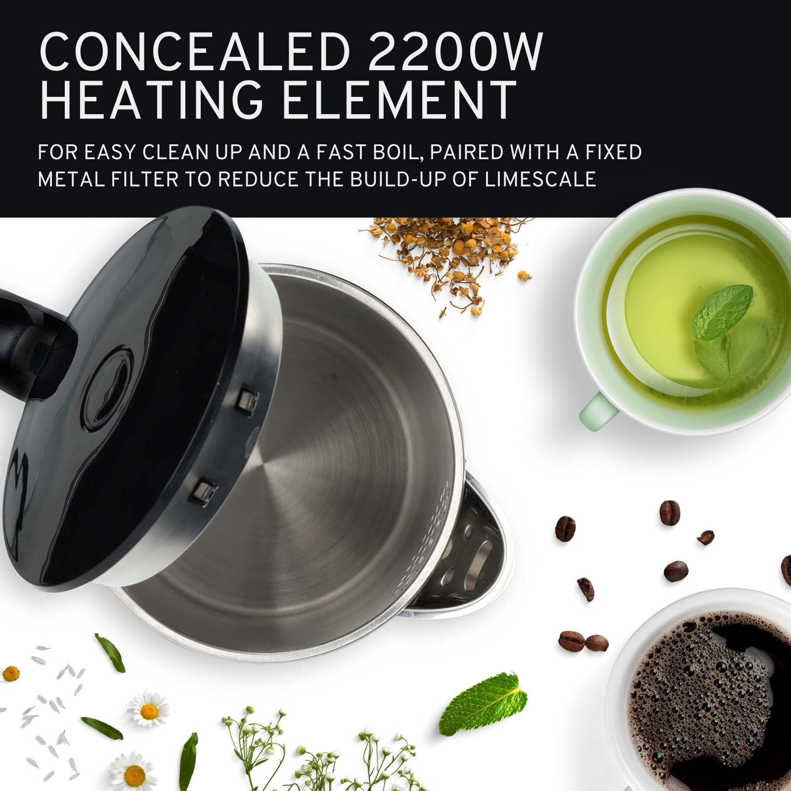 Nedis Electric Kettle 1.7L, Digital Temp Control 50-100oC, Keep Warm Function, 360 Degree Cordless Base, Black