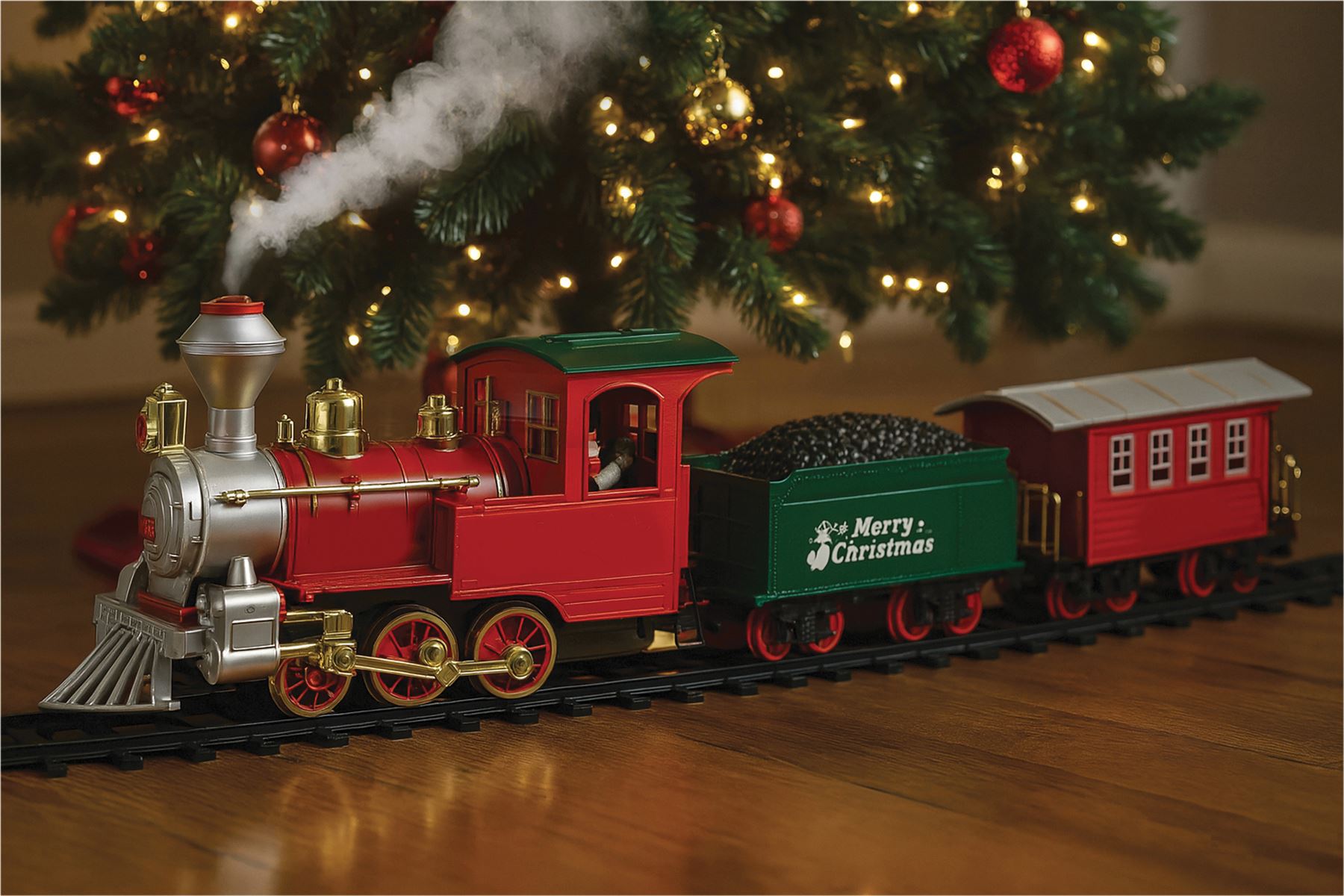 Christmas Train with Track 2 Carriages Xmas Train Set Plays Jingle Bells & Working Headlights