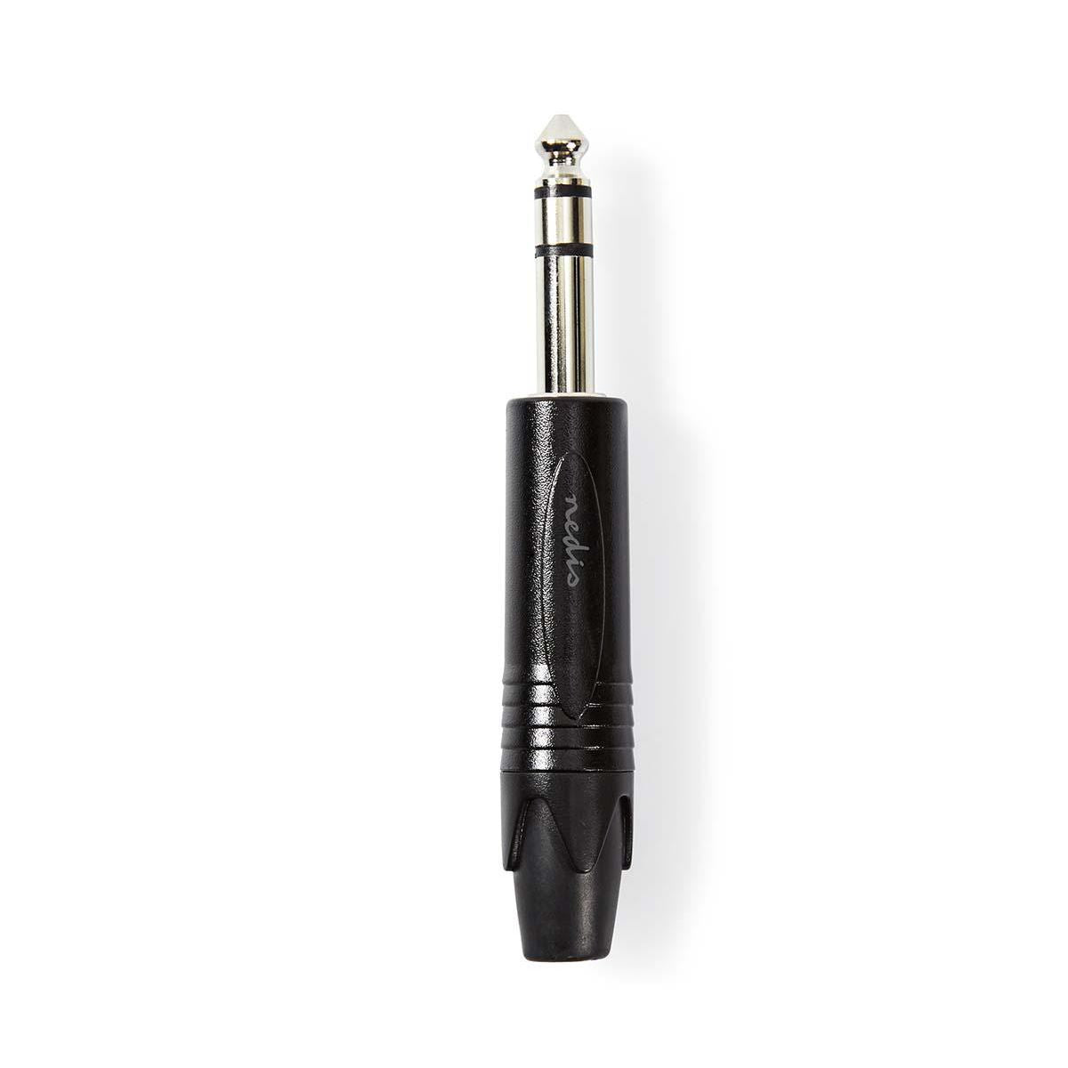 Nedis 6.35 mm 1/4" Jack Connector | Straight | Male | Nickel Plated | Solder | Cable input diameter: 6.0 mm | Aluminium | Black | Polybag | 1 pcs