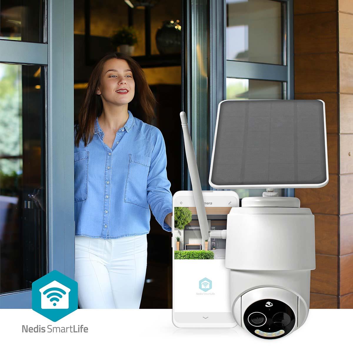 Nedis SmartLife Outdoor Camera HD CCTV PTZ Security WiFi Solar Battery Powered, 100% Wireless Operation