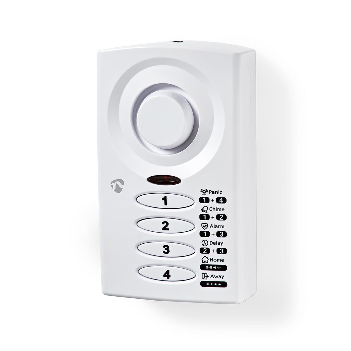 Nedis Keypad Operated Alarm, Magnetic Window Door Sensor with 3 Modes, Entry Chime Panic 85dB Siren Security for Home Shop Shed Garage