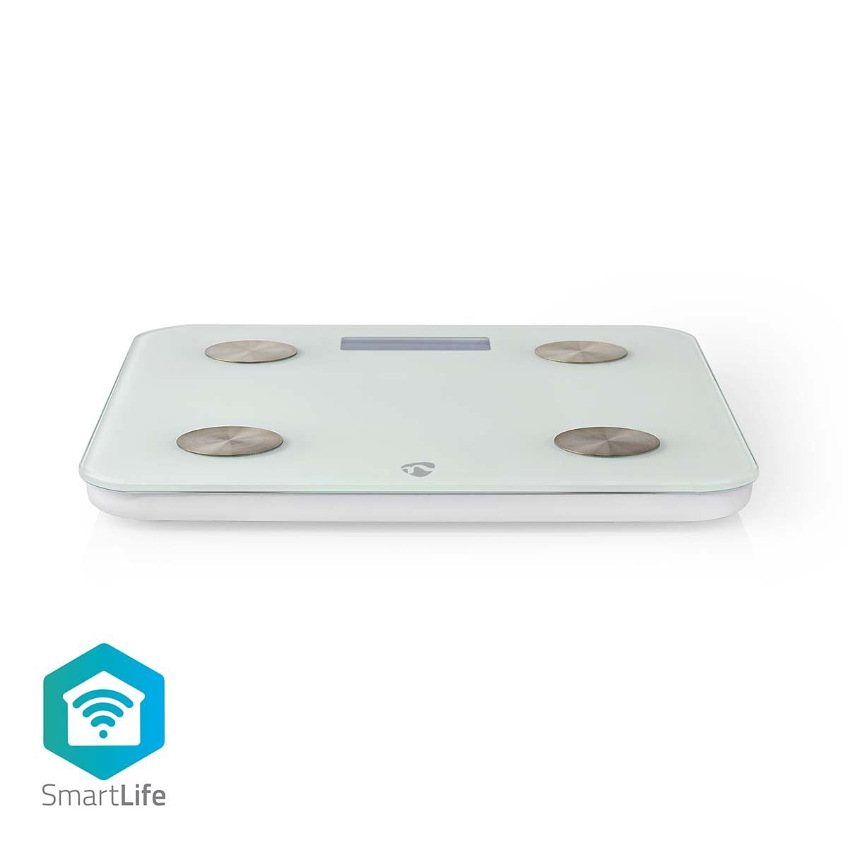 Nedis SmartLife Personal Scale | Wi-Fi | BMR / Bones / Fat / Muscles / Water / Weight | 8 | Peak load: 180 kg | Android™ / IOS | Glass | White