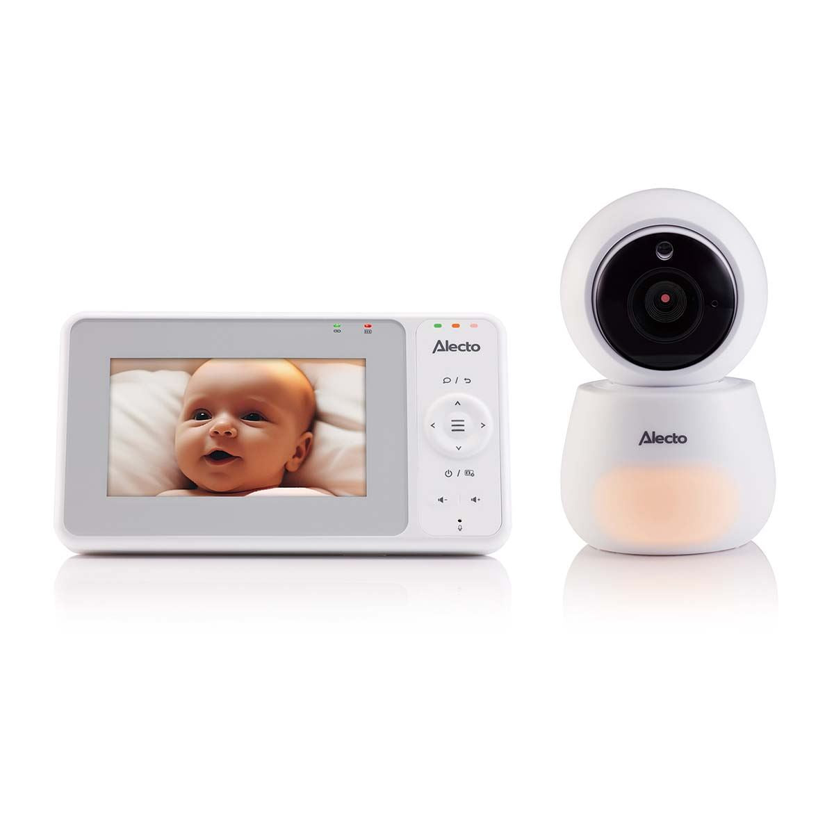Alecto DVM-2043 Video Baby Monitor with Camera, 4.3" Inch No Wifi Baby Monitor, Temperature, Night Light, Night Vision, Lullaby, Two-Way Audio - White