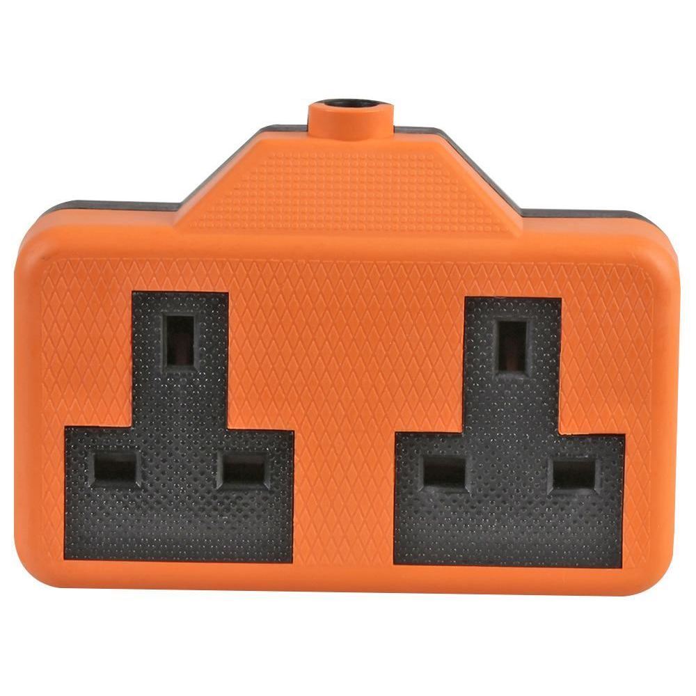2 Gang High Impact Trailing Mains Powet Extension Socket, 13A - Orange