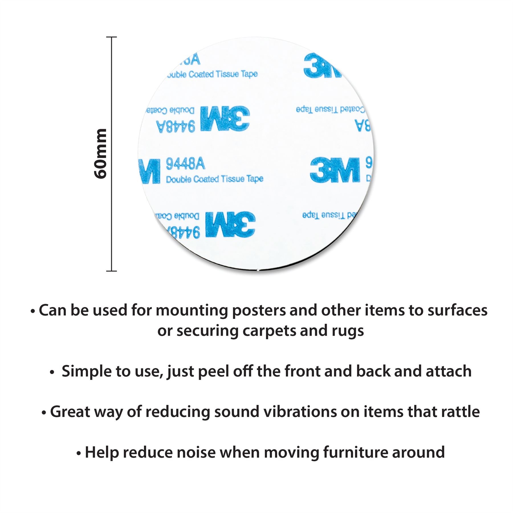 60m 1 Pack Double-Sided Circular Adhesive Mounting Pads