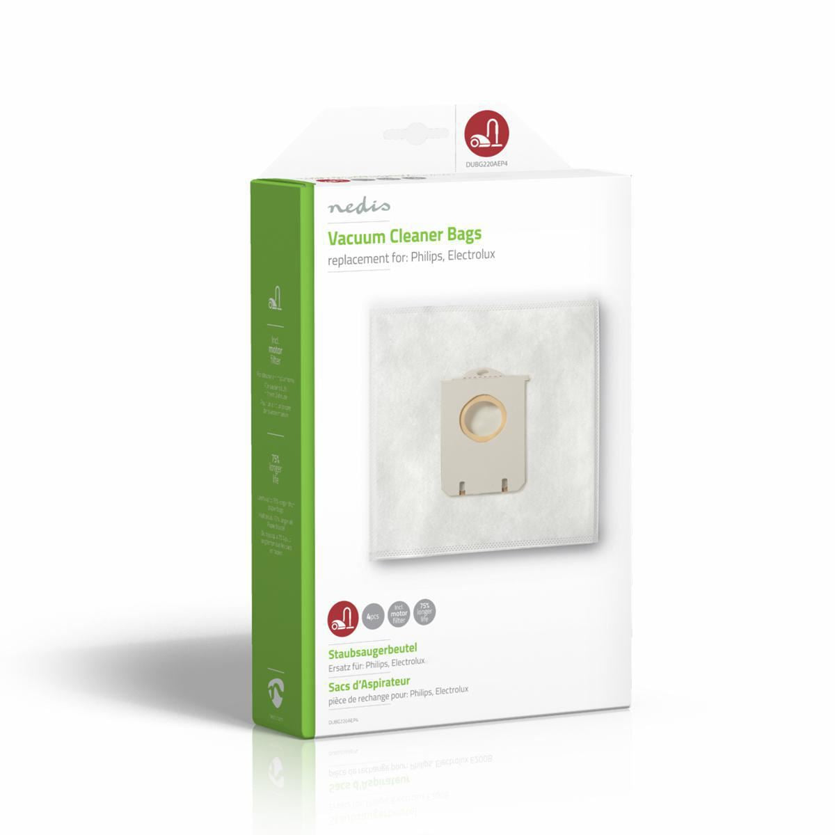 Nedis Vacuum Cleaner Bag | 4 pcs | Synthetic | Most sold for: Philips / Electrolux | White