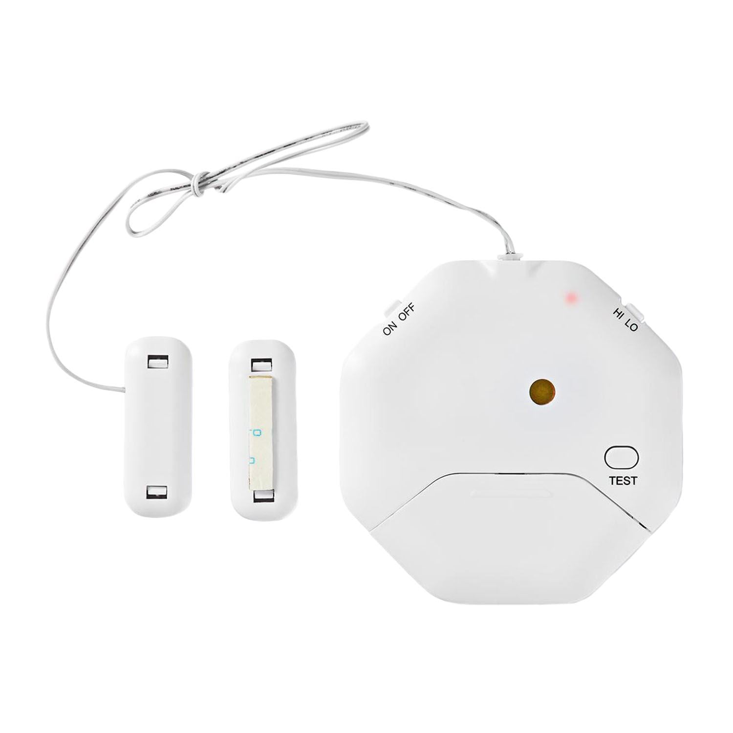 Nedis Ultra Thin Glass Break Vibration Shock Sensor Detector with 85dB Alarm & 2x Magnetic Sensors for Window Door Home Security - White