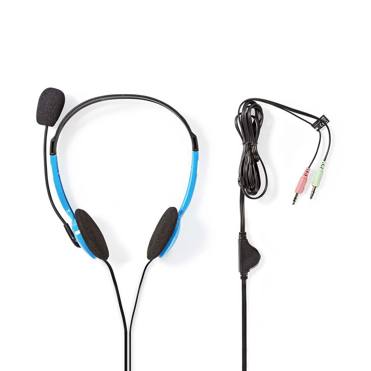 Nedis PC Headset | On-Ear | Stereo | 2x 3.5 mm | Fold-Away Microphone | Blue