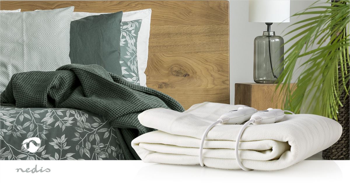 Nedis Heated Blanket, Underblanket 160 x 140cm, 2 Person, White, 3 Levels, Timer Auto-Off, Machine Washable, Soft and Full Body Warming, Sofa Bed Office Use, Warm blanket, Electric throw