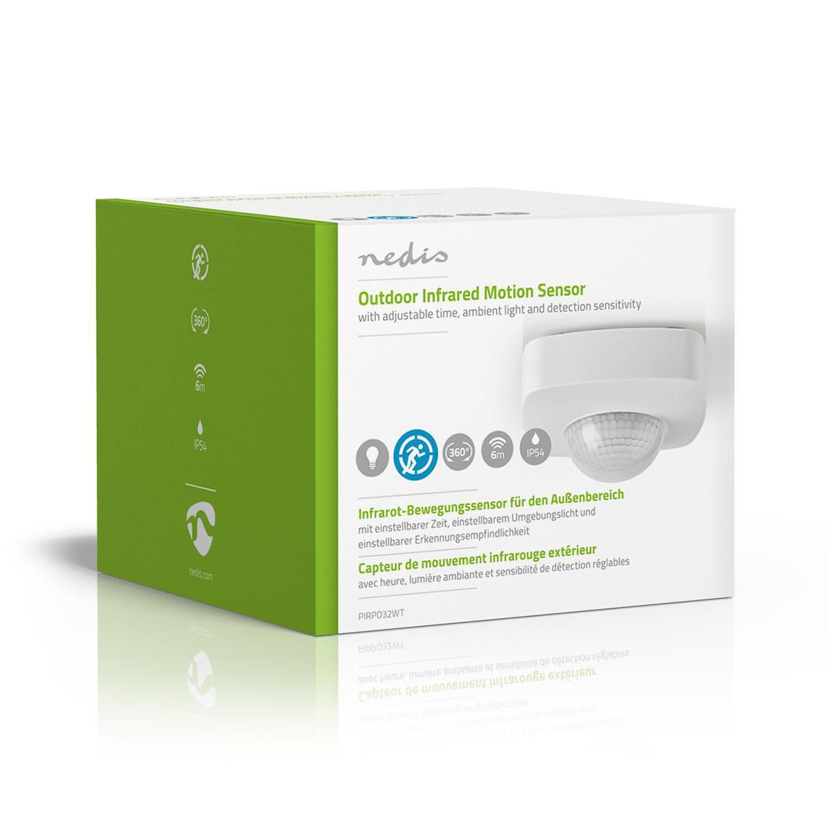 Nedis PIR Occupancy Motion Sensor Detector Light Switch, Ceiling Mount, 360 Degree 6m Range, Round, Square