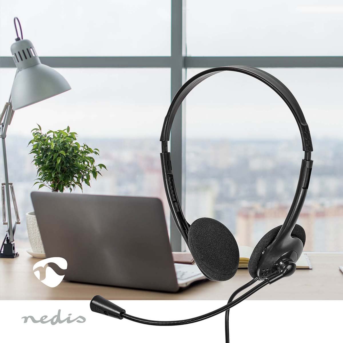 Nedis PC Headset | On-Ear | Stereo | USB Type-A / USB Type-C™ | Fold-Away Microphone | Black