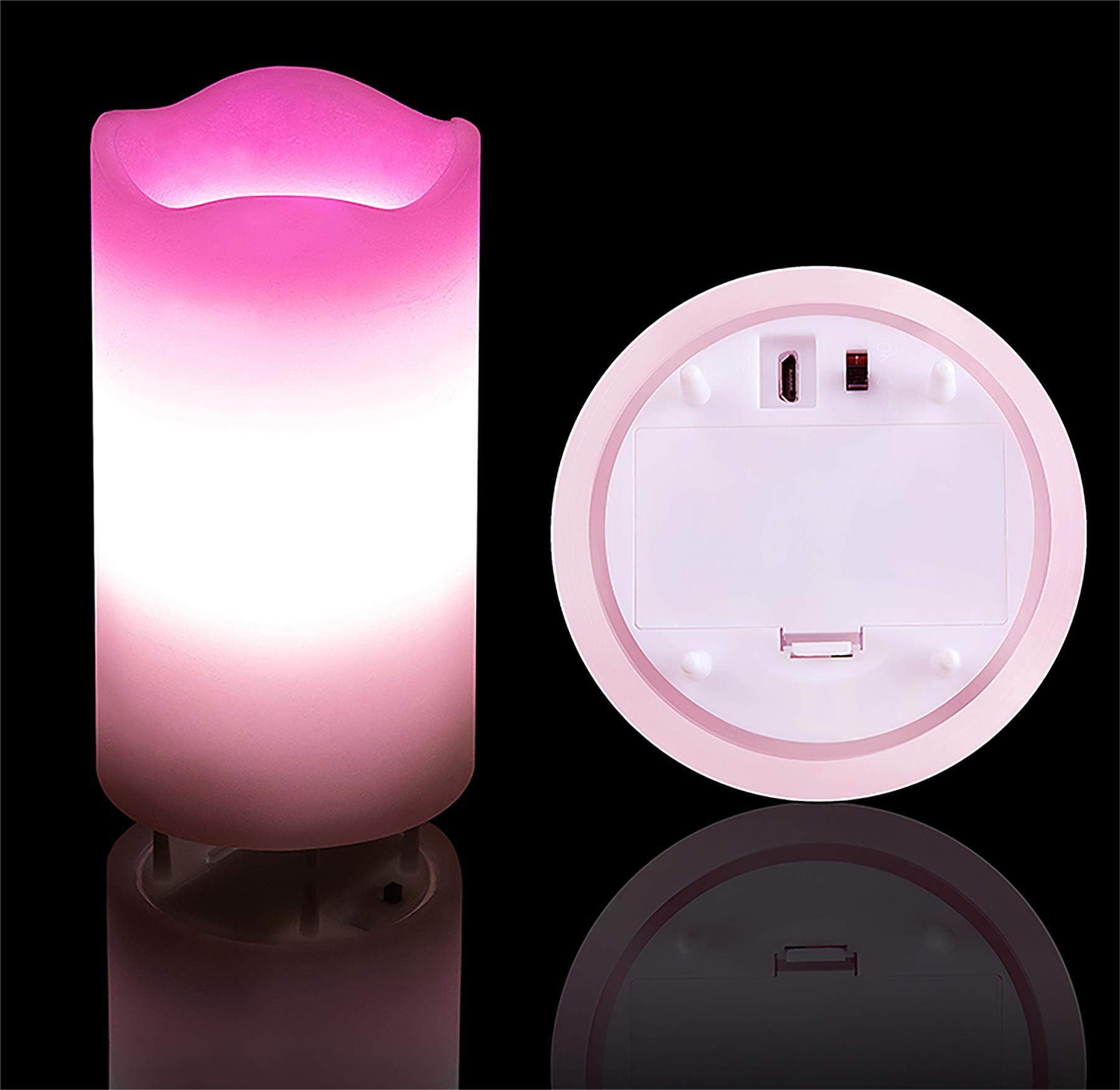 LED Artificial Flameless Candle with Pink Heart Projector Light, Dimmable Brightness and Timer