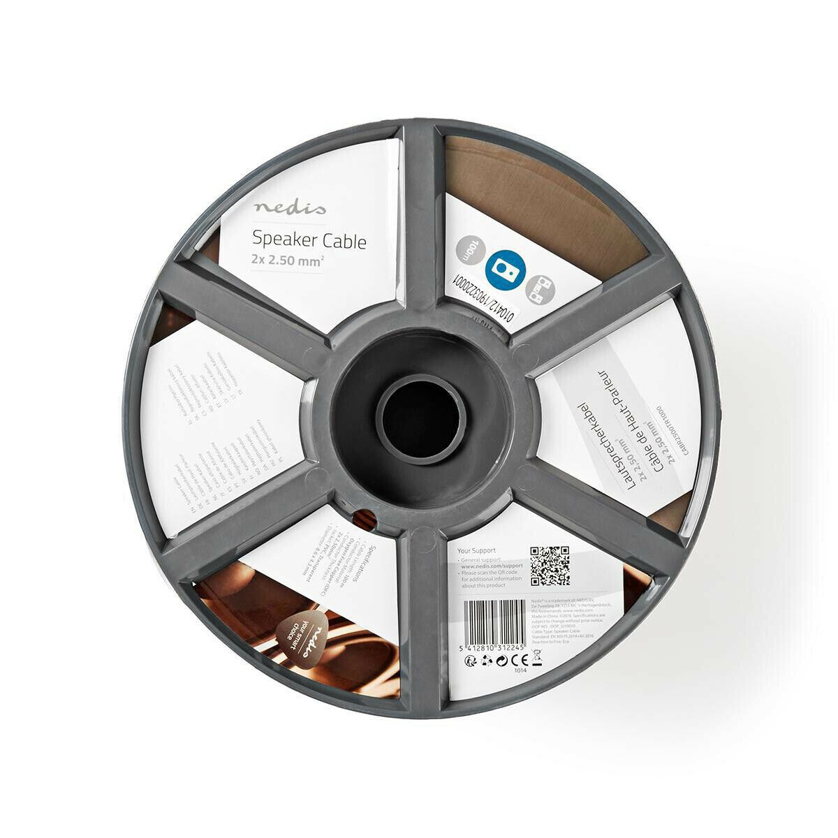 Nedis Speaker Cable | 2 x 2.50 mm² | Full Copper| 100.0 m | Round | PVC | Transparent | Reel