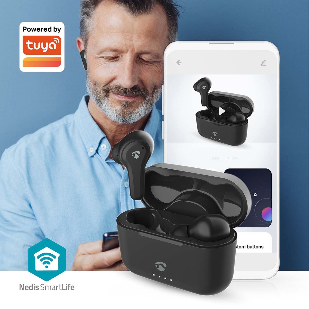 Nedis Fully Hybrid ENC + ANC Wireless Bluetooth® In-Ear Earphones ® Touch Control