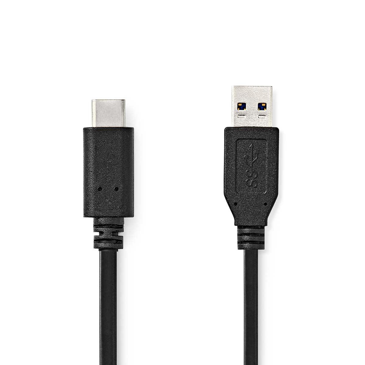 Nedis USB Cable | USB 3.2 Gen 2 | USB-A Male | USB-C™ Male | 60 W | 10 Gbps | Nickel Plated | 1.00 m | Round | PVC | Black | Label