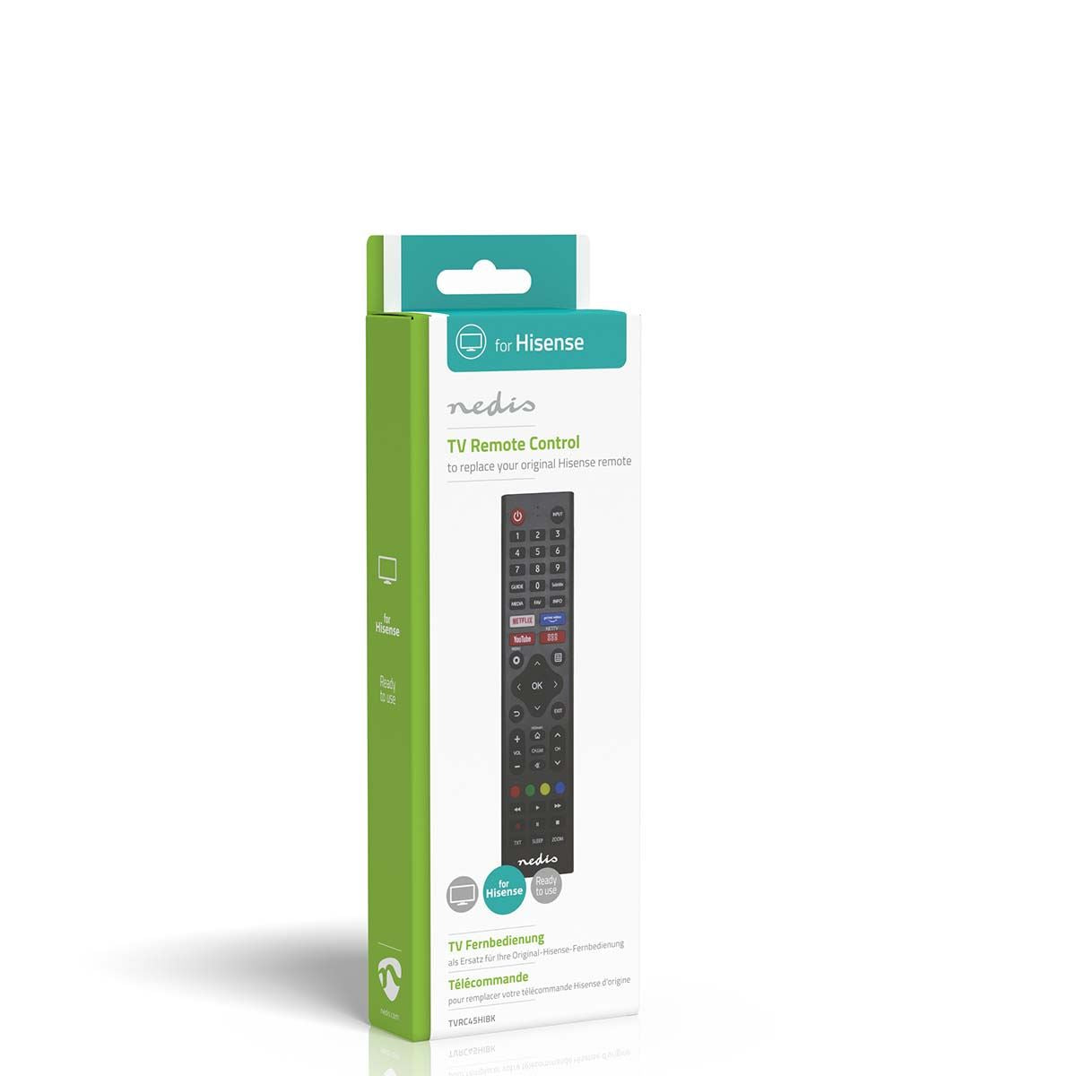 Nedis Replacement Infrared Remote Control for Hi-Sense TVs Amazon Prime / Netflix Button / Youtube Button