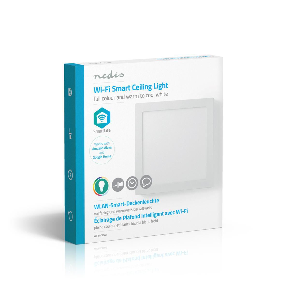 Nedis SmartLife Wi-Fi Ceiling Light Square Cool White / RGB / Warm White | 1400 lm | 2700 - 6500 K | IP20 | Energy class: G | Android™ / IOS