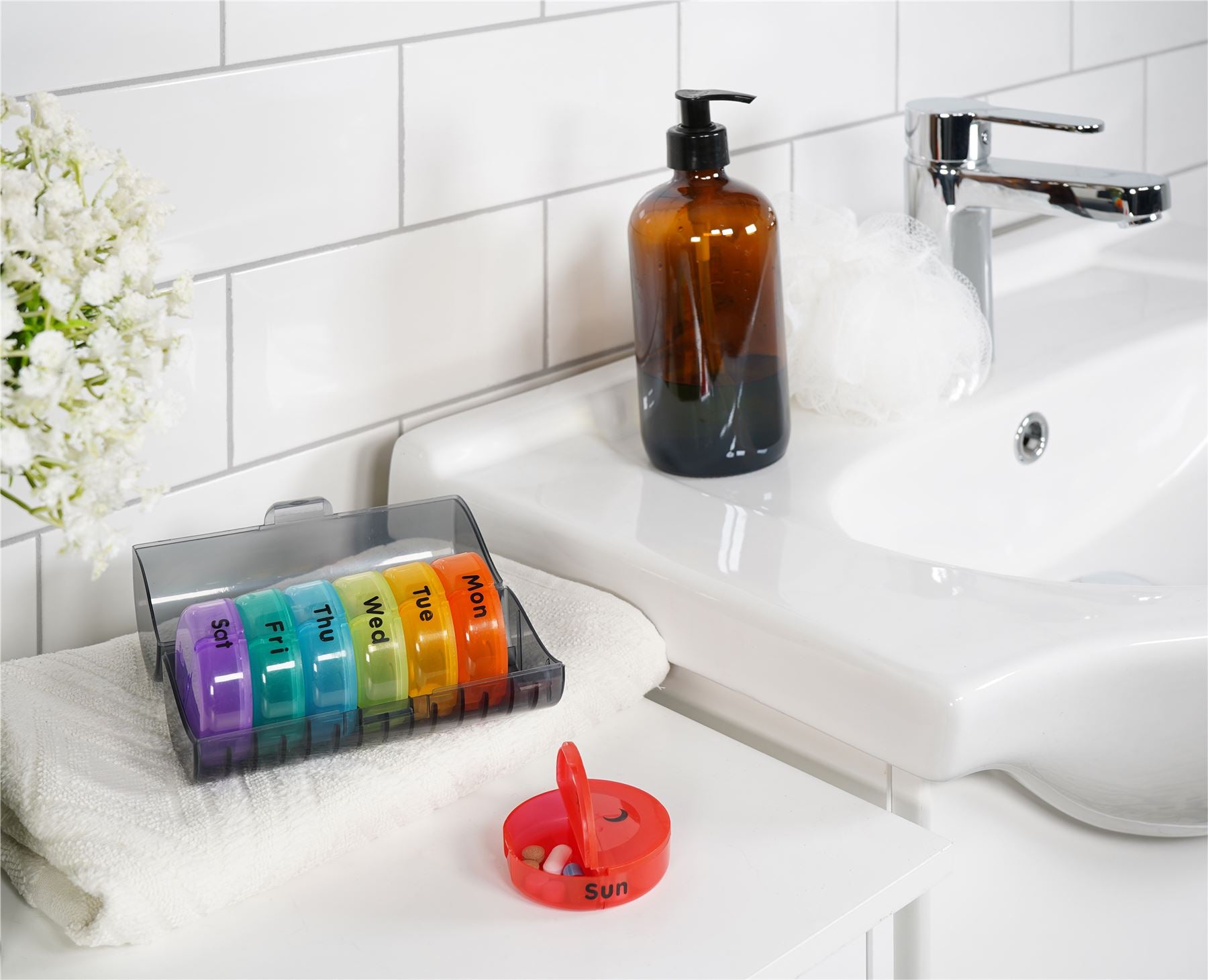 7 Day Pill Case.Removable Compartments,2 Times a Day,Medicine Storage Box,BPA Free,Food Safe,Tablet Organiser,Vitamin,Medication,Elderly,Disability,Mobility,Alzheimers,Dementia Box