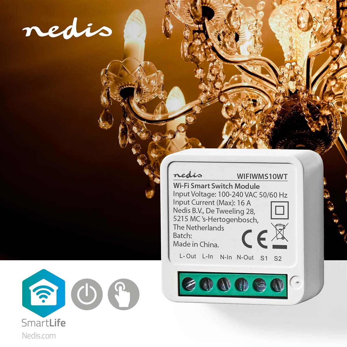 Nedis SmartLife Built-in Module | Switch | 3680 W | Terminal Connection | App available for: Android™ / IOS
